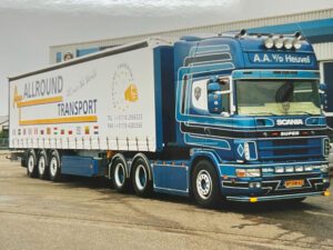 A.A. vd Heuvel; SCANIA 4 SERIES TOPLINE 6X2 TAG AXLE CURTAINSIDE TRAILER – 3 AXLE