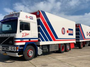 J. Stam; VOLVO F12 GLOBETROTTER 6X2 TAG AXLE RIGED REEFER TRUCK DRAWBAR TRAILER – 5 AXLE