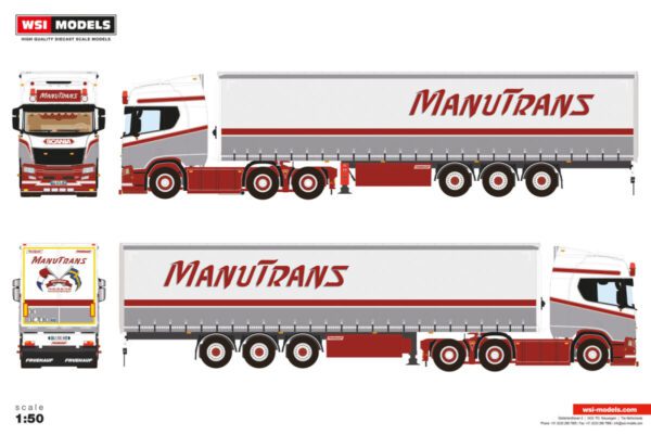 Manutrans; SCANIA R HIGHLINE CR20H 6X2 TAG AXLE CURTAINSIDE TRAILER - 3 AXLE - Bild 3