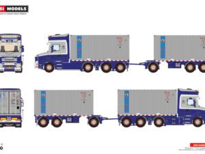 WTB – W.Willemstein & Zn; SCANIA 4 SERIES TORPEDO TOPLINE 8X2 TRIDEM RIGED CONTAINER FRAME TRUCK DRAWBAR TRAILER – 7 AXLE + 2X 20FT CONTAINER