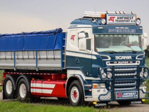 Anfinest; SCANIA R5 FLAT ROOF RIGED TRUCK WITH HOOKLIFT SYSTEM 6X2 TAG AXLE + 15M3 CONTAINER