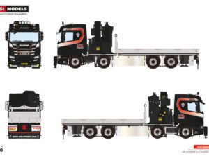 Bouwrent; SCANIA R NORMAL CR20N 8X2 TAG AXLE RIGED FLATBED TRUCK WITH PALFINGER PK 78002 SH + JIB