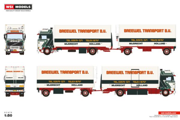 Breewel; VOLVO F12 GLOBETROTTER RIGED BOX TRUCK 4X2 RIGED BOX DRAWBAR TURNTABLE TRAILER - 2 AXLE - Bild 2