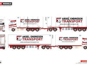 Aksel Endresen Transport AS; SCANIA R HIGHLINE CR20H RIGAD LÅDATRUCK 8X4 KYLVÄGGARNA – 3 AXLAR DRAGSTÅNG I DOLLY HIGH