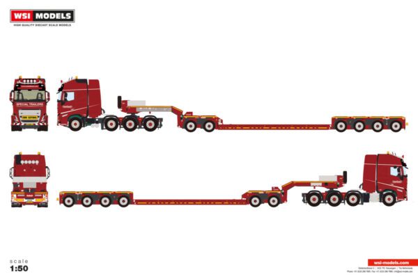 Nooteboom Red Line; VOLVO FH5 GLOBETROTTER XL 8X4 LÅGLASTARE MED DOLLY 2 AXLAR - 6 AXLAR